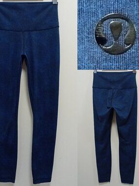Lululemon Wunder Under Crop Full-On Luon 4 XS Sashico Star Inkwell Rugged Blue